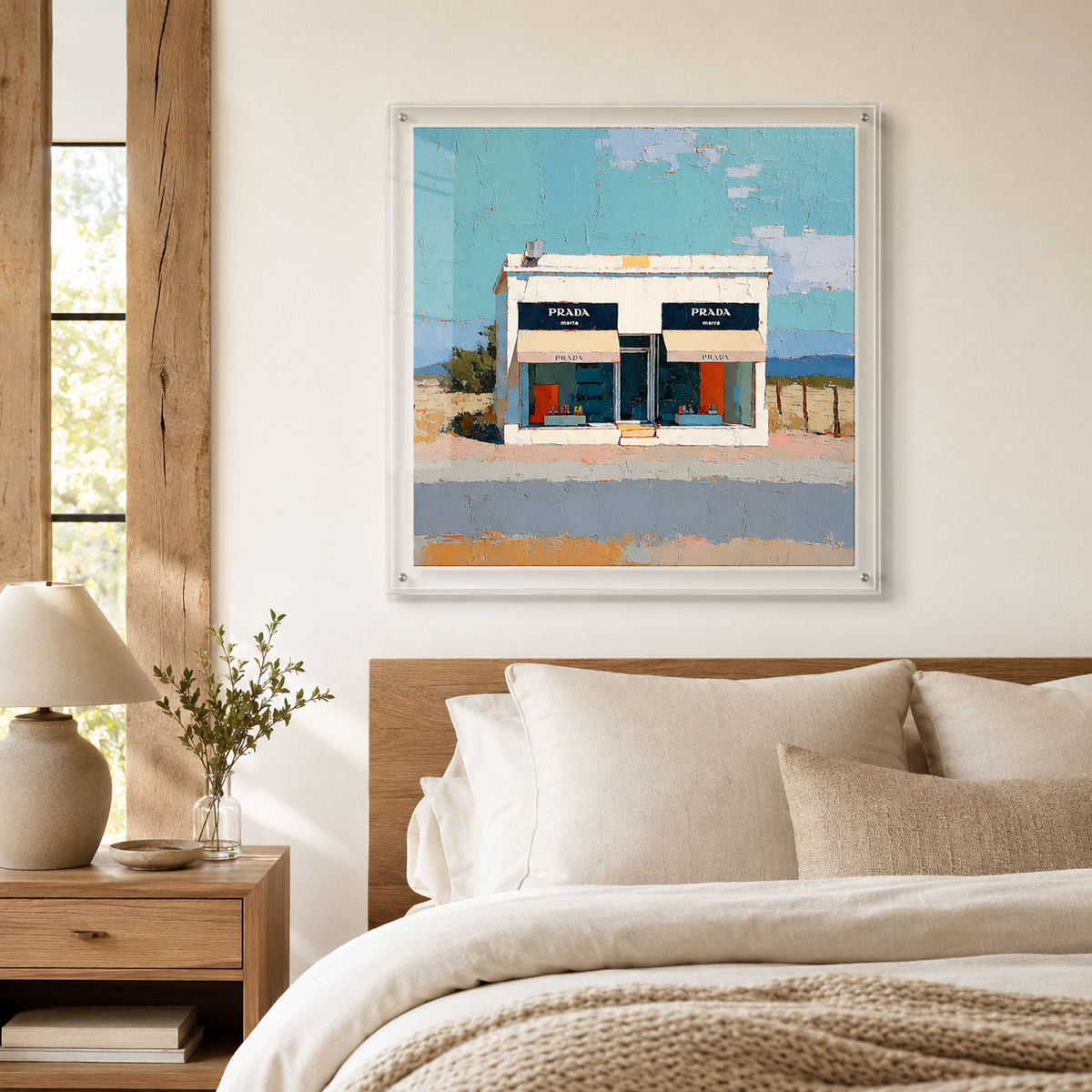 Prada Marfa wall art print in room setting