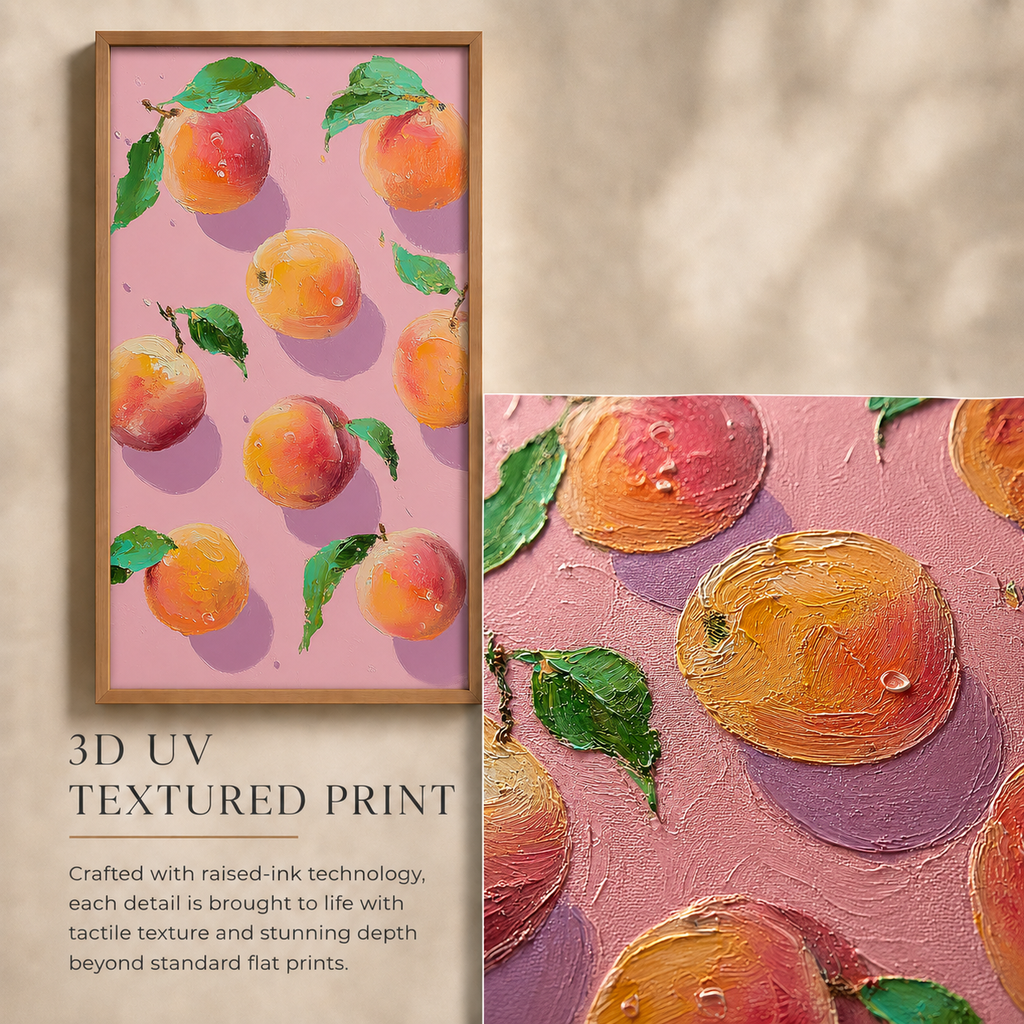 Cherry & Peach Pop Duo – 2-Piece 3D UV Textured Wall Art Set