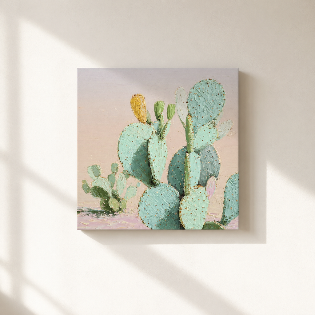 Pastel Prickly Pear Cactus — 3D UV Textured Wall Art Print (Choose Your Design)