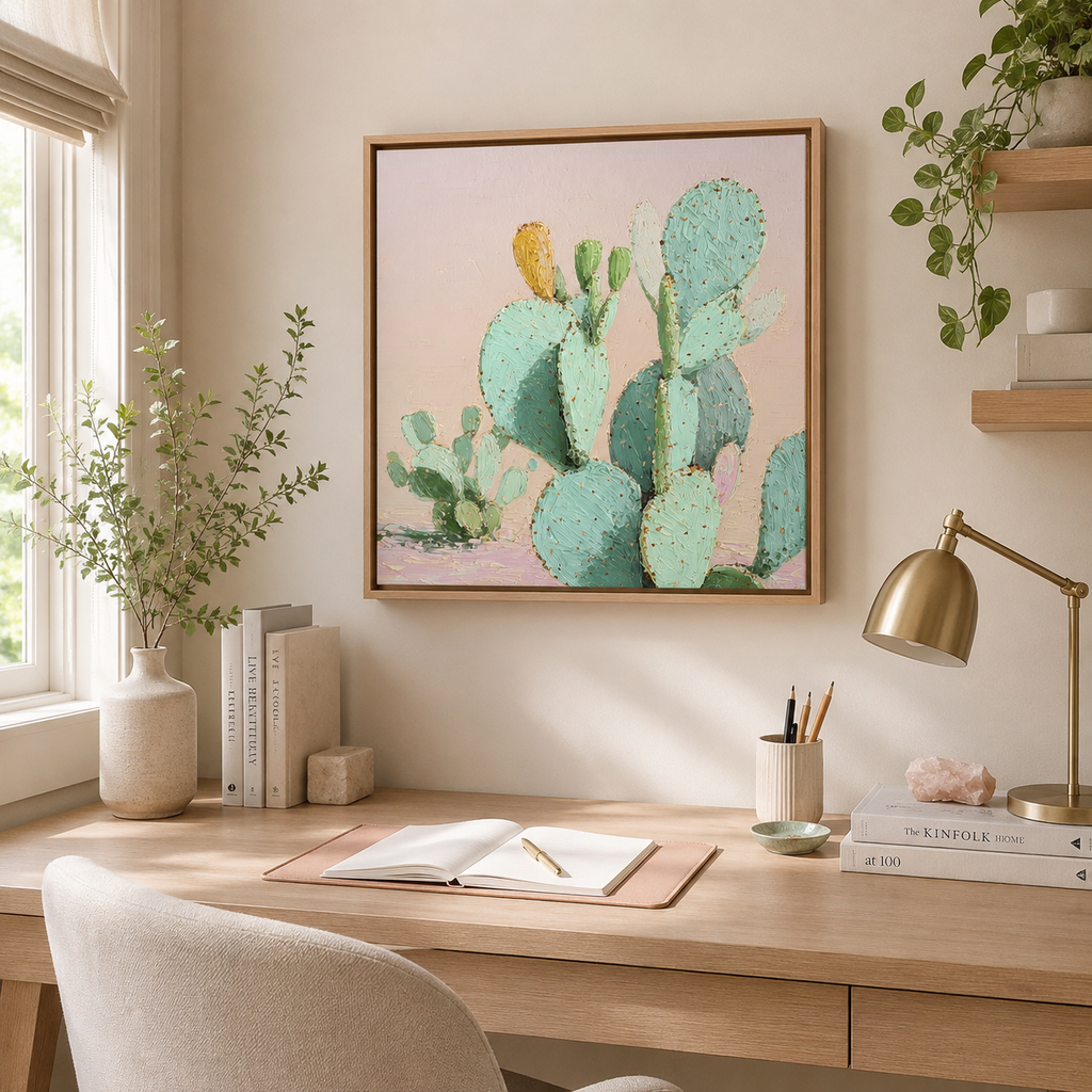 Pastel Prickly Pear Cactus — 3D UV Textured Wall Art Print (Choose Your Design)