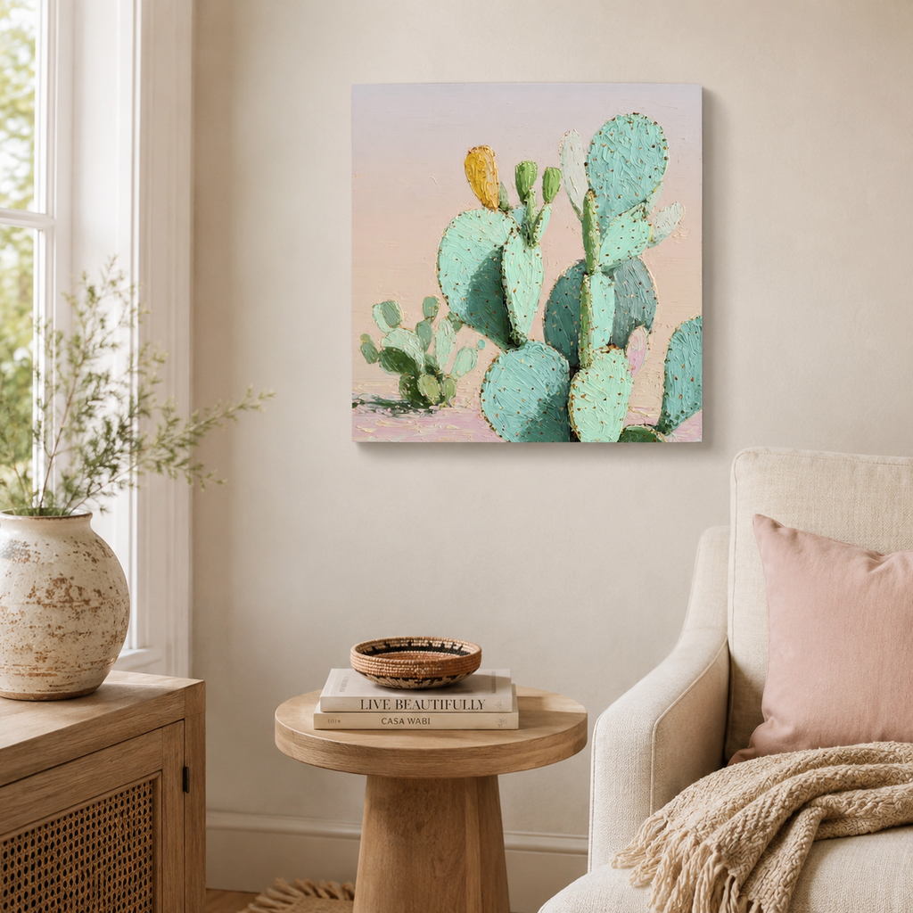 Pastel Prickly Pear Cactus — 3D UV Textured Wall Art Print (Choose Your Design)