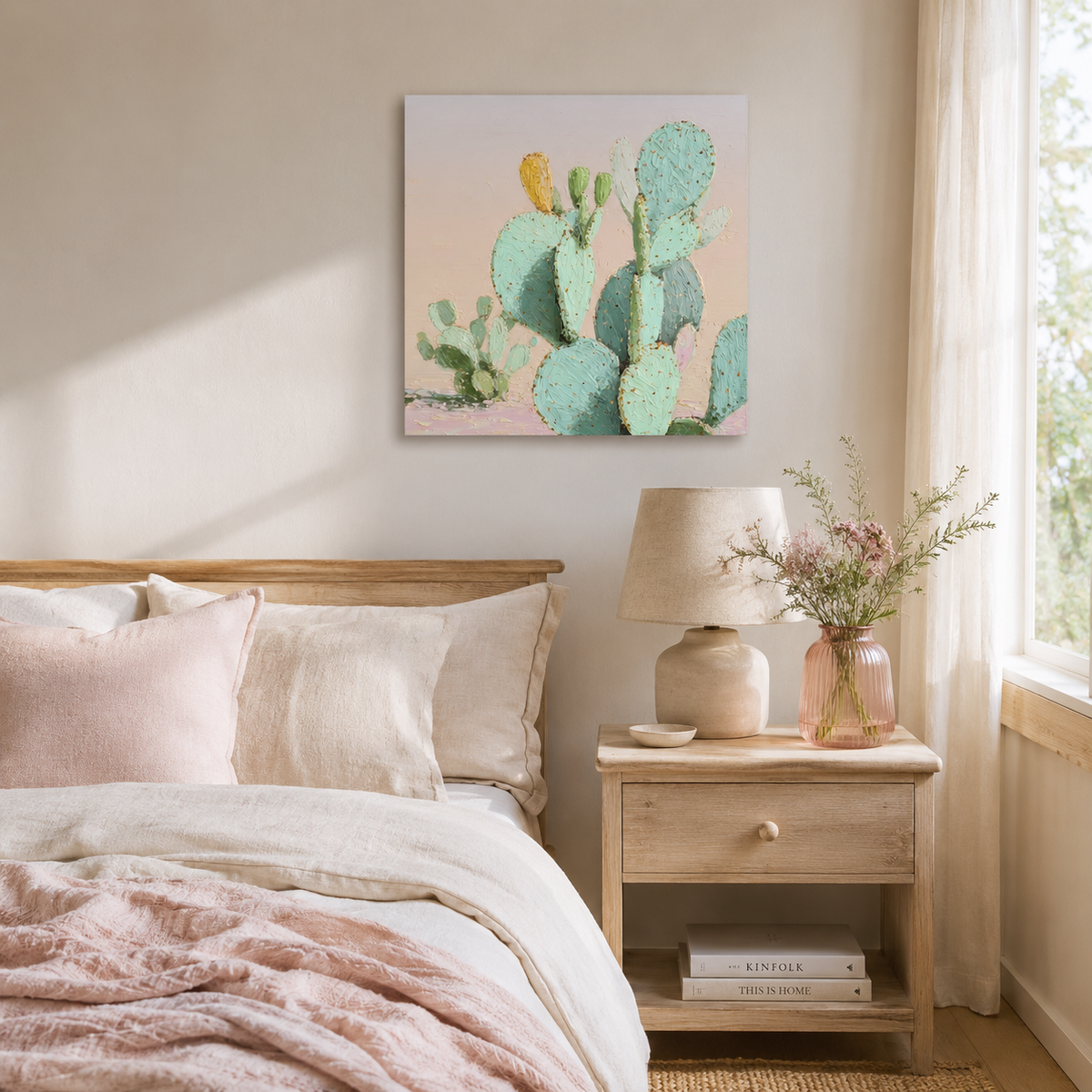 Pastel Prickly Pear Cactus — 3D UV Textured Wall Art Print (Choose Your Design)