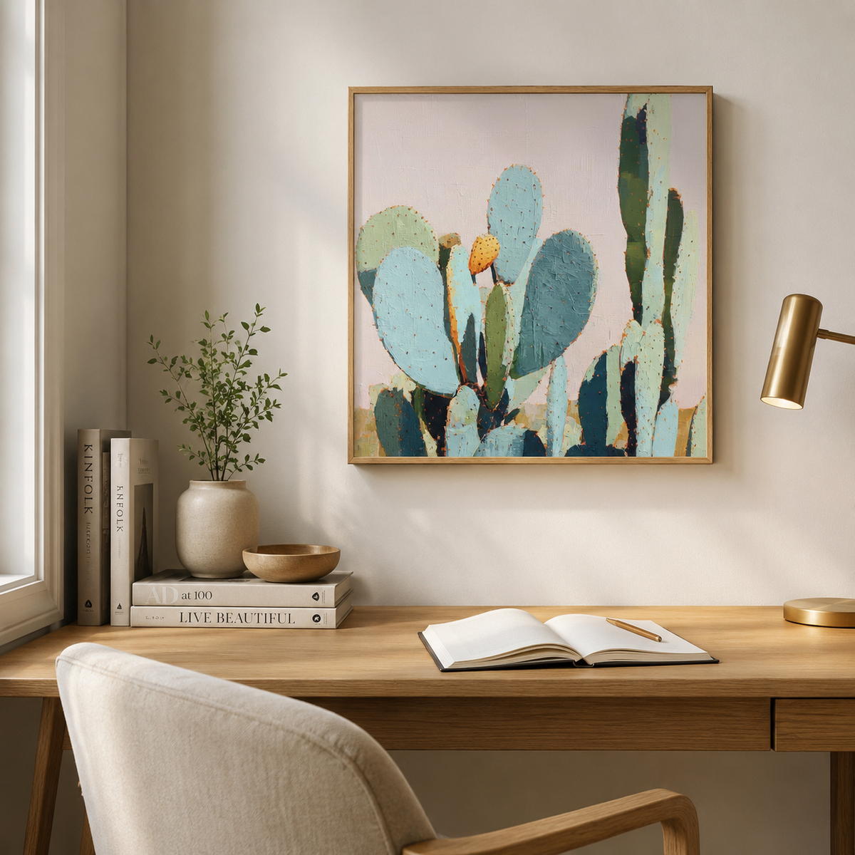 Pastel Prickly Pear Cactus — 3D UV Textured Wall Art Print
