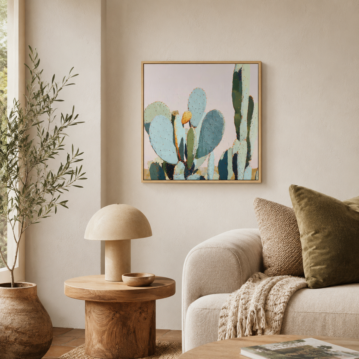 Pastel Prickly Pear Cactus — 3D UV Textured Wall Art Print