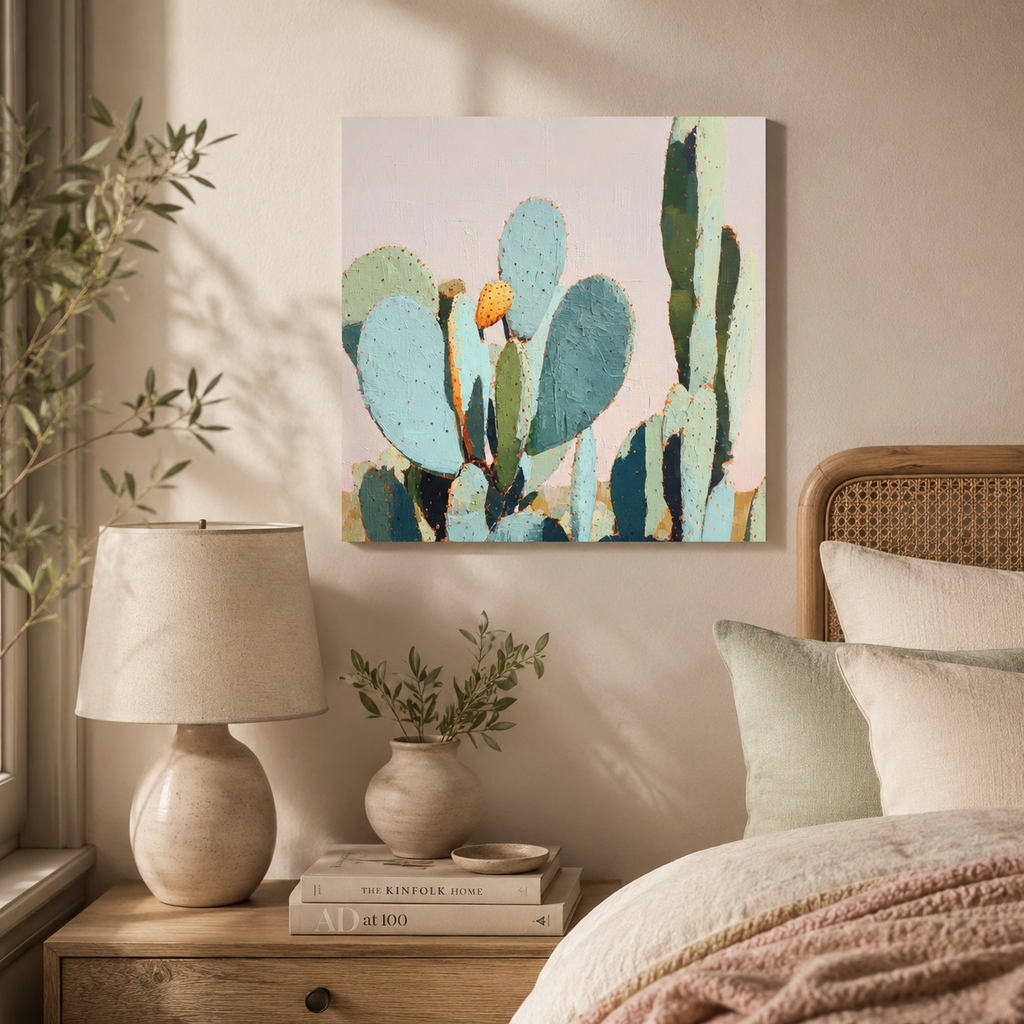 Pastel Prickly Pear Cactus — 3D UV Textured Wall Art Print