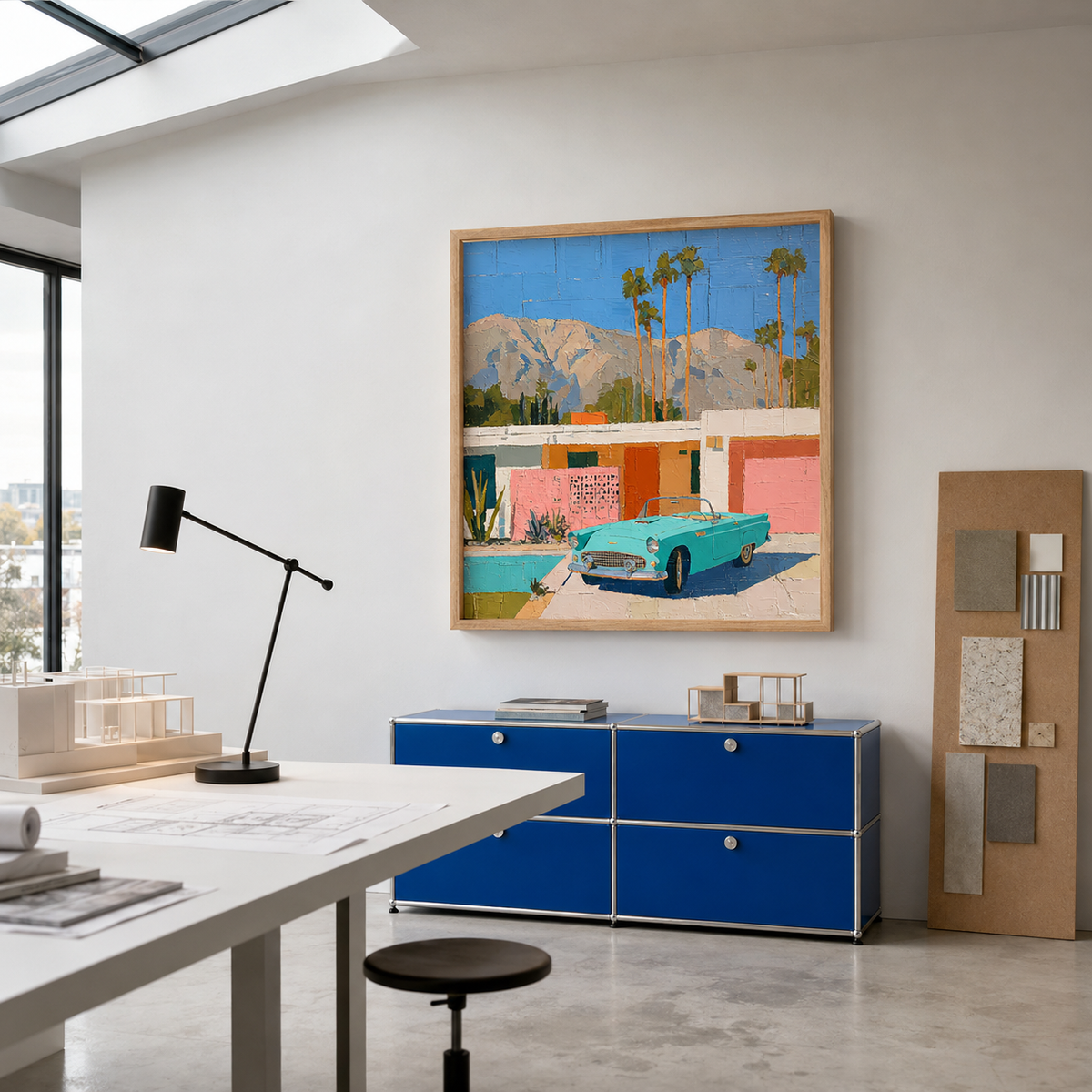 Palm Springs wall art print in bedroom