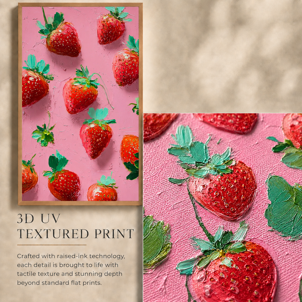 Strawberry Pop — 3D UV Textured Wall Art Print