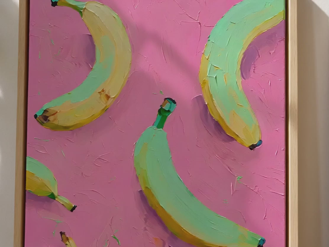 Banana & Peach Pop Duo – 2-Piece 3D UV Textured Wall Art Set
